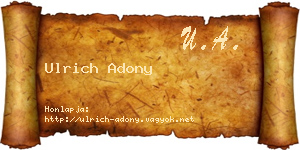 Ulrich Adony névjegykártya